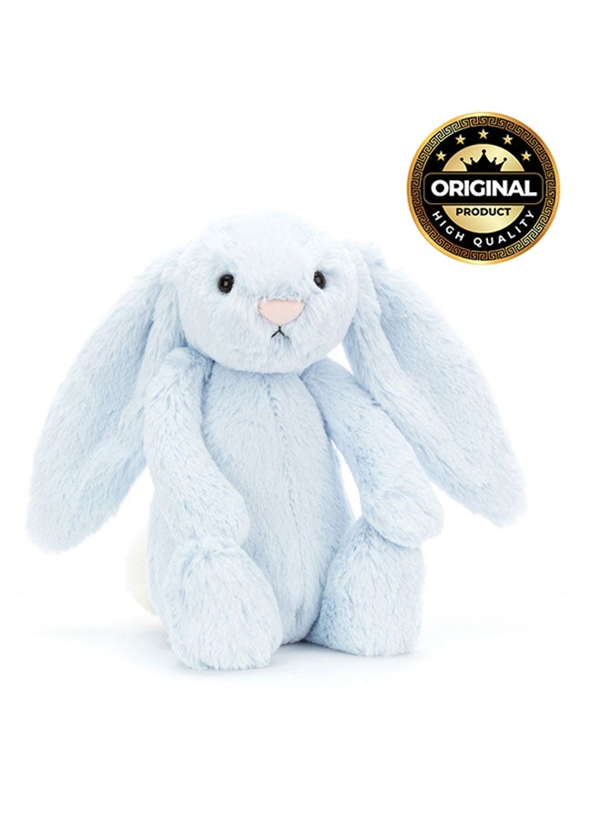 Jellycat أرنب أزرق خجول محشو – لعبة ناعمة محشوة بأرجل كوردية، هدية عيد الحب لطيفة للأطفال والبالغين، مجموعة جليكات، 28 سم - Image 1
